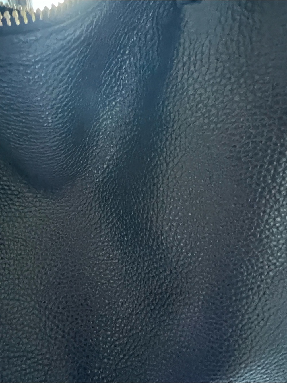 Leather navy blue  Leather Zip-Top hand bag with adjustbale strap made in italy